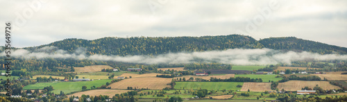 Bilde på lerret Colorful agricultural valley in innlandet norway.
