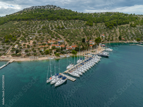 Croatia - Amazing Zut Island landscape in the Kornati from drone view