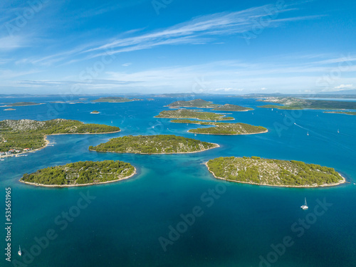 Croatian Islands - Kornati and the Adriatic sea from drone view