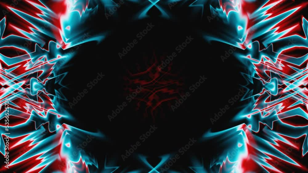 Red and blue abstract flash geometric kaleidoscope vj loop