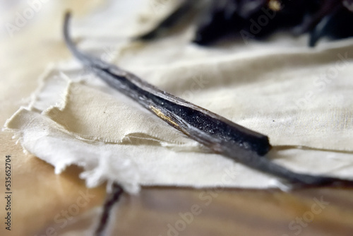 Fotografiet vainas de vainilla ya beneficiadas listas para ser utilizadas en gastronomía gourmet gracias a su exquisito sabor
