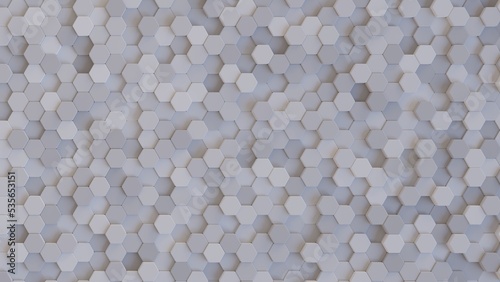 3D Futuristic hexagonal background Abstract geometric grid pattern