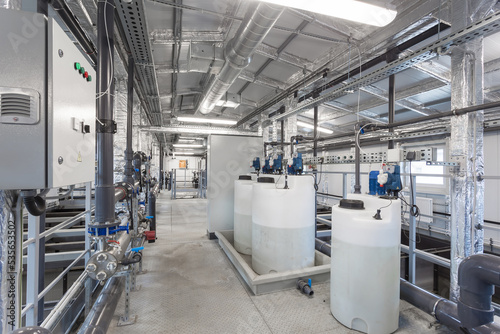 containers at a water treatment plant