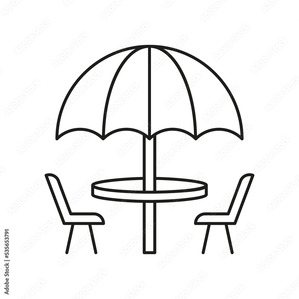 Terrace summer concept line icon. Simple element illustration. Terrace summer concept outline symbol design from summer set. Can be used for web and mobile on white background Terrace summer concept line icon. Simple element illustration. Terrace summer concept outline symbol design from summer set. Can be used for web and mobile on white background