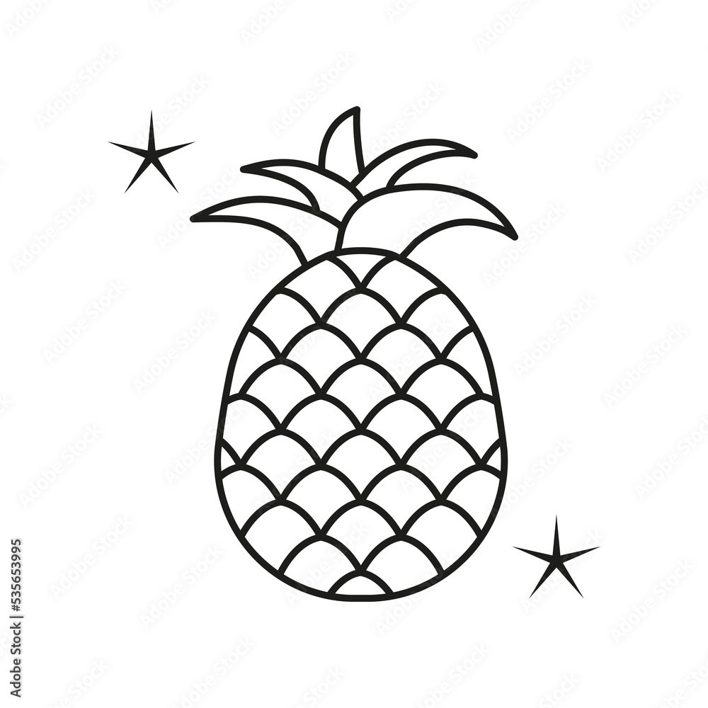 Pineapple, fruit concept line icon. Simple element illustration. Pineapple, fruit concept outline symbol design from summer set. Can be used for web and mobile on white background Pineapple, fruit concept line icon. Simple element illustration. Pineapple, fruit concept outline symbol design from summer set. Can be used for web and mobile on white background