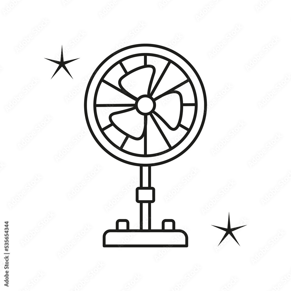 Fan, cooler concept line icon. Simple element illustration. Fan, cooler concept outline symbol design from summer set. Can be used for web and mobile on white background Fan, cooler concept line icon. Simple element illustration. Fan, cooler concept outline symbol design from summer set. Can be used for web and mobile on white background