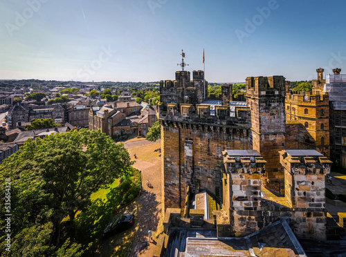Fototapeta A view of Lancaster, a city on river Lune in northwest England