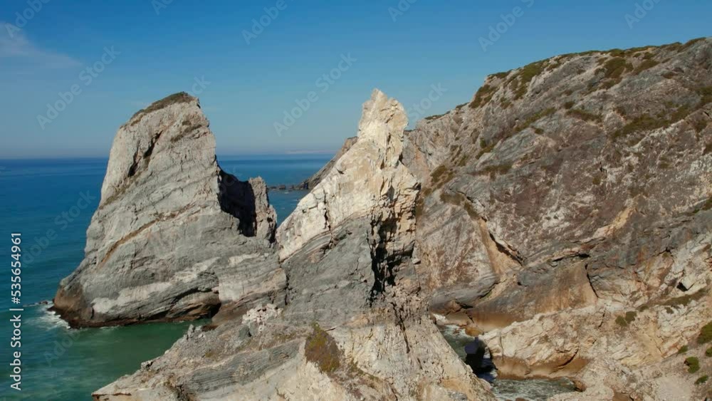 Aerial drone view. Ursa beach, rocks, praia da Ursa Aerial drone view. Ursa beach, rocks, praia da Ursa