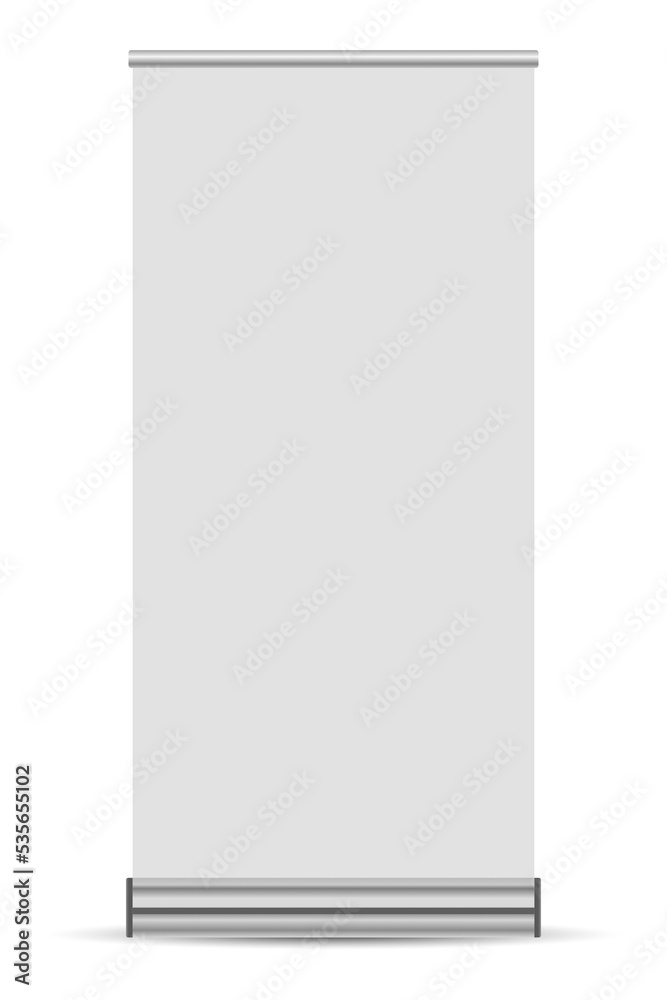 Blank white roll up banner