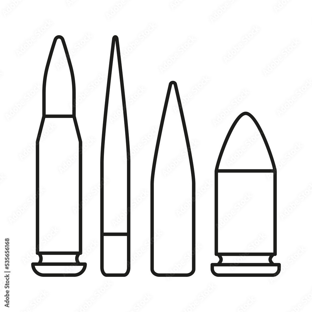 Bullet prohibition concept line icon. Simple element illustration. Bullet prohibition concept outline symbol design from war set. Can be used for web and mobile on white background Bullet prohibition concept line icon. Simple element illustration. Bullet prohibition concept outline symbol design from war set. Can be used for web and mobile on white background