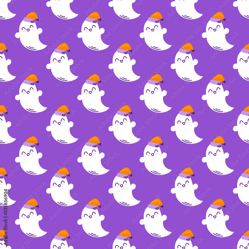 Seamless pattern for Halloween with cute ghosts