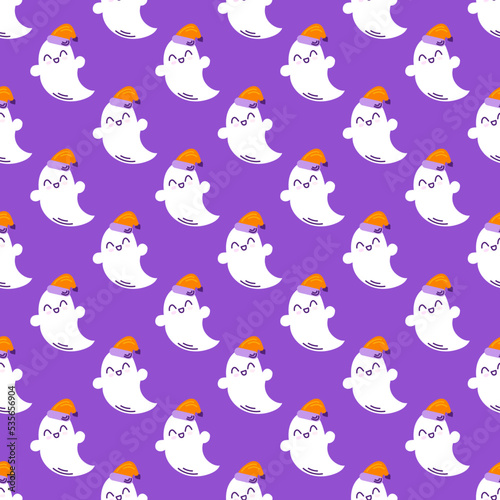 Seamless pattern for Halloween with cute ghosts