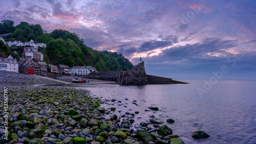 Sunset on Clovelly, North Devon, UK photo