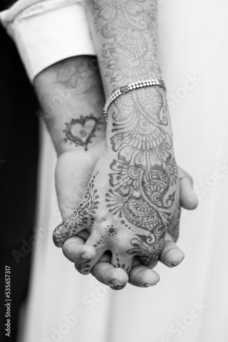 bride and groom Indian wedding henna tattoo 