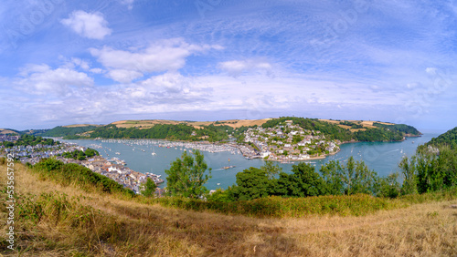 Panoramic view over the River Dart, Dartmouth and Kingswear from above the town, Devon, UK