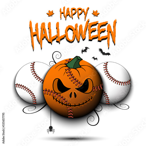 Happy Halloween. Three baseball balls