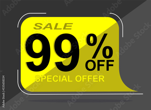 Sale tag 99% ninety nine percent off, vector illustration, balloon shape. © Grego HQ