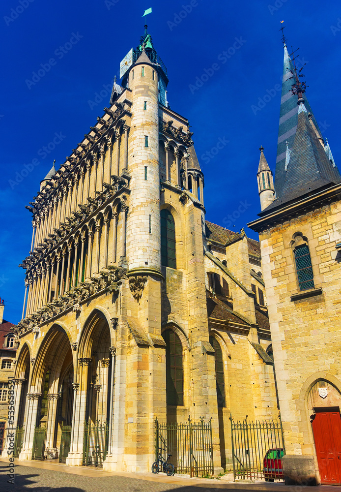 View of the Church of Our Lady, located on the Square Notre Dame in the city of Dijon, France