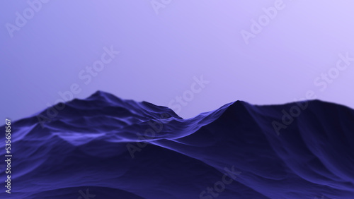 Mountain purple futuristic.Abstract mountain relief in purple color blur.3d render.