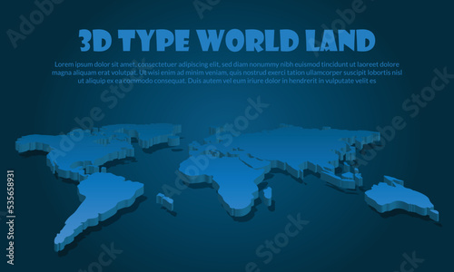 World map white isolated on blue background. The map of the world.