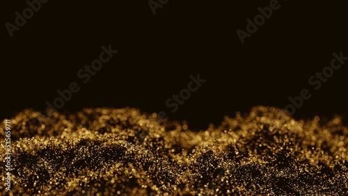 shiny gold powder shining with dark brown background, noisy texture, grainy grains, background