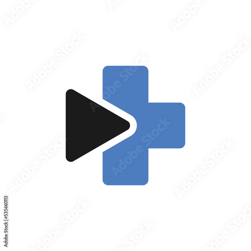 Medical logo design with icon play. Streaming medical logo