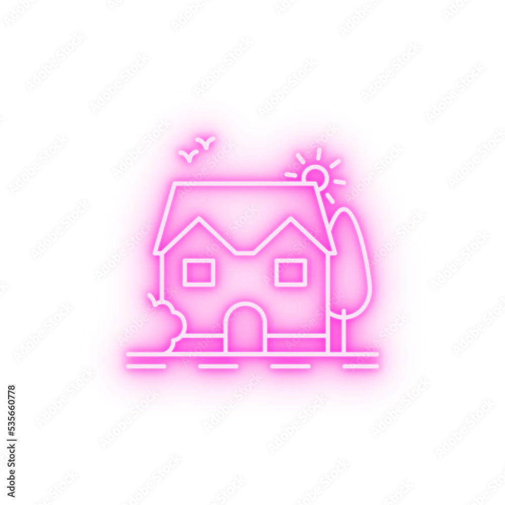 House line neon icon House line neon icon