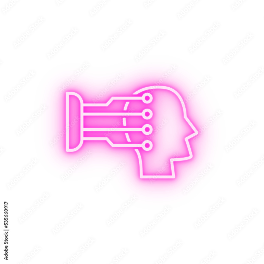 data artificial intelligence neon icon data artificial intelligence neon icon