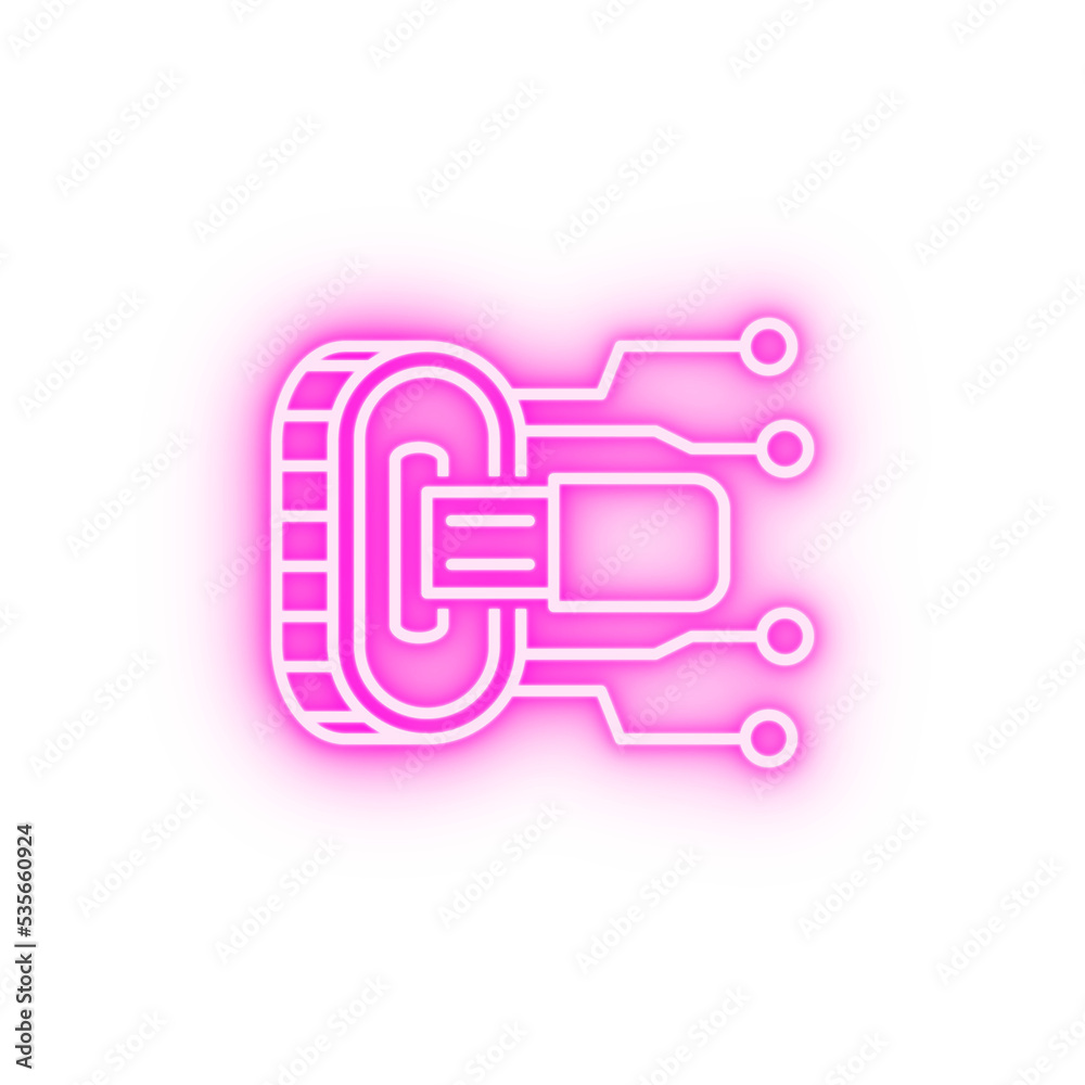 data cryptocurrency usb neon icon data cryptocurrency usb neon icon
