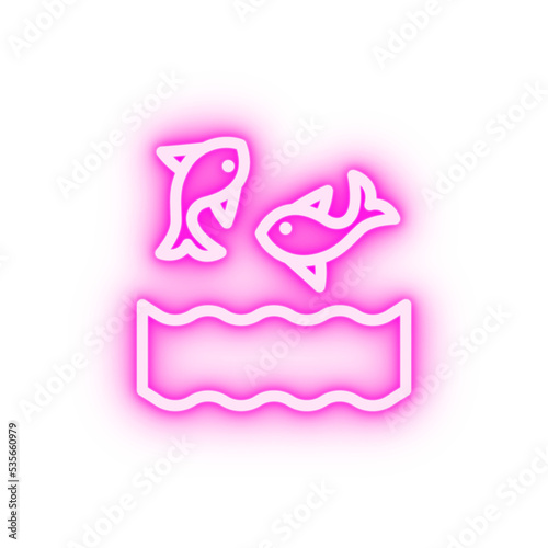 Fish ocean jumping neon icon