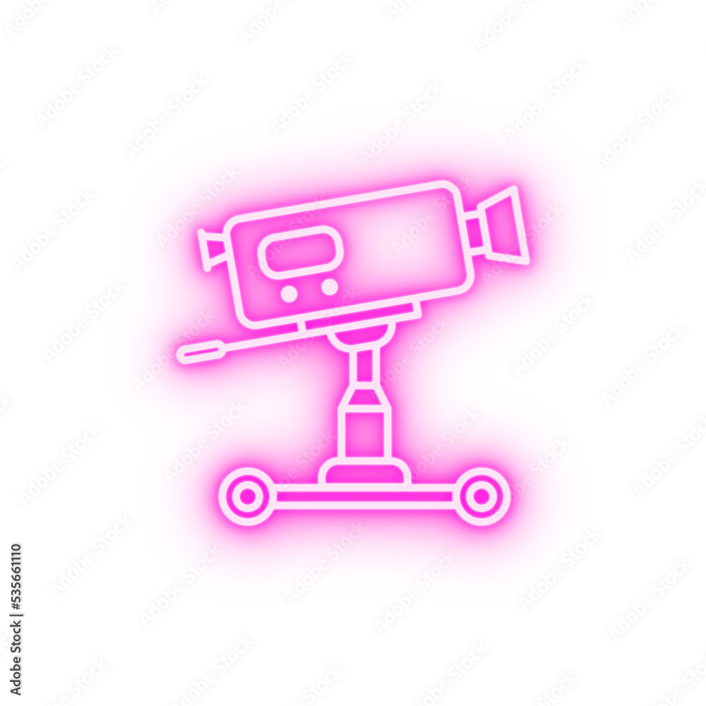 Video production camera dolly neon icon