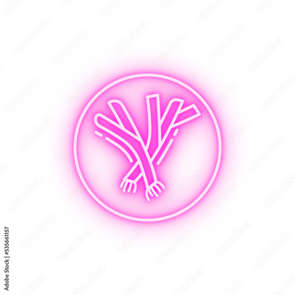 Leek vegan neon icon Leek vegan neon icon