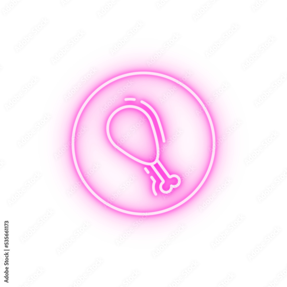 No chicken vegan neon icon No chicken vegan neon icon