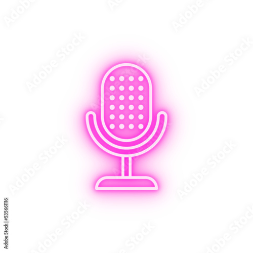 Video production microphone neon icon