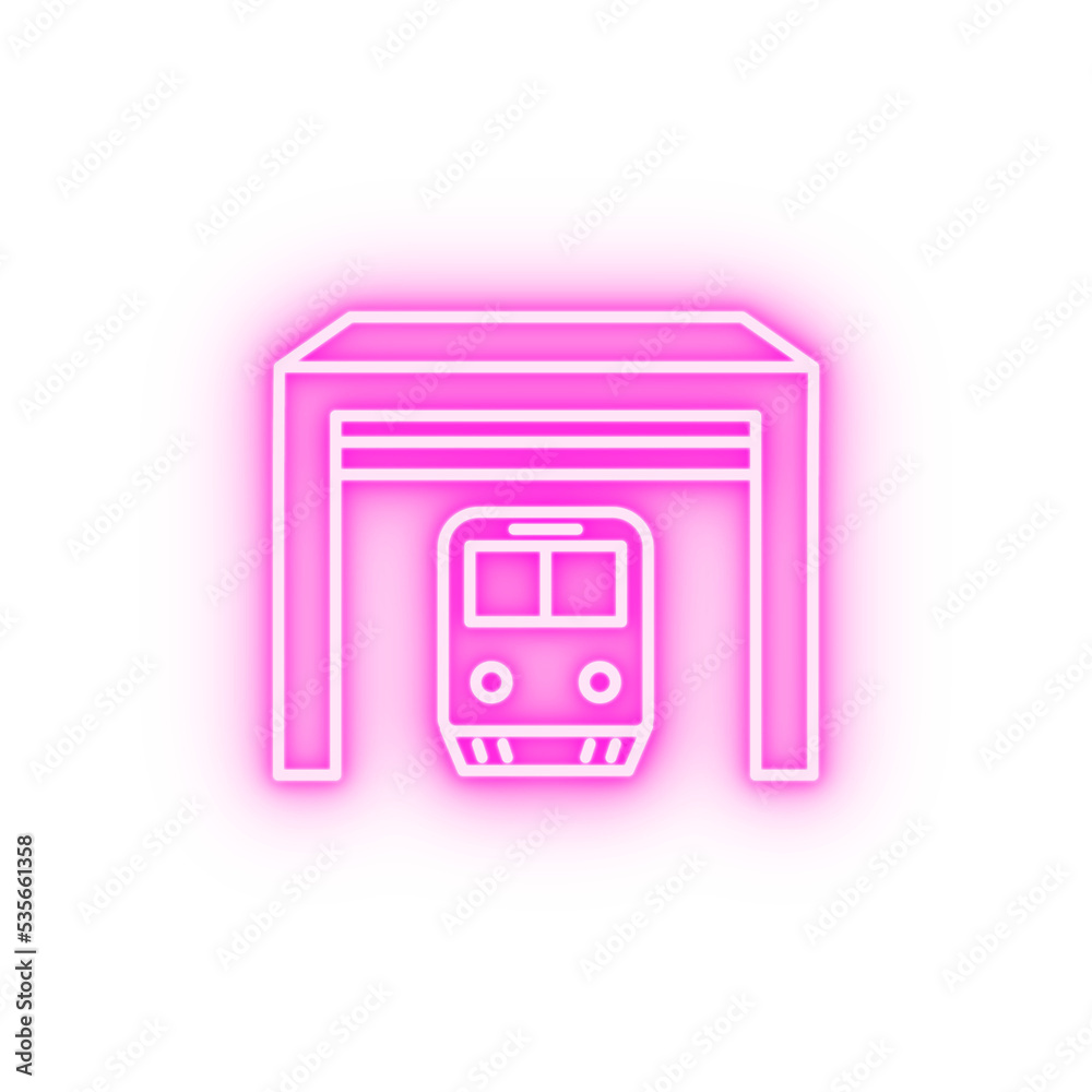 Train station train neon icon Train station train neon icon