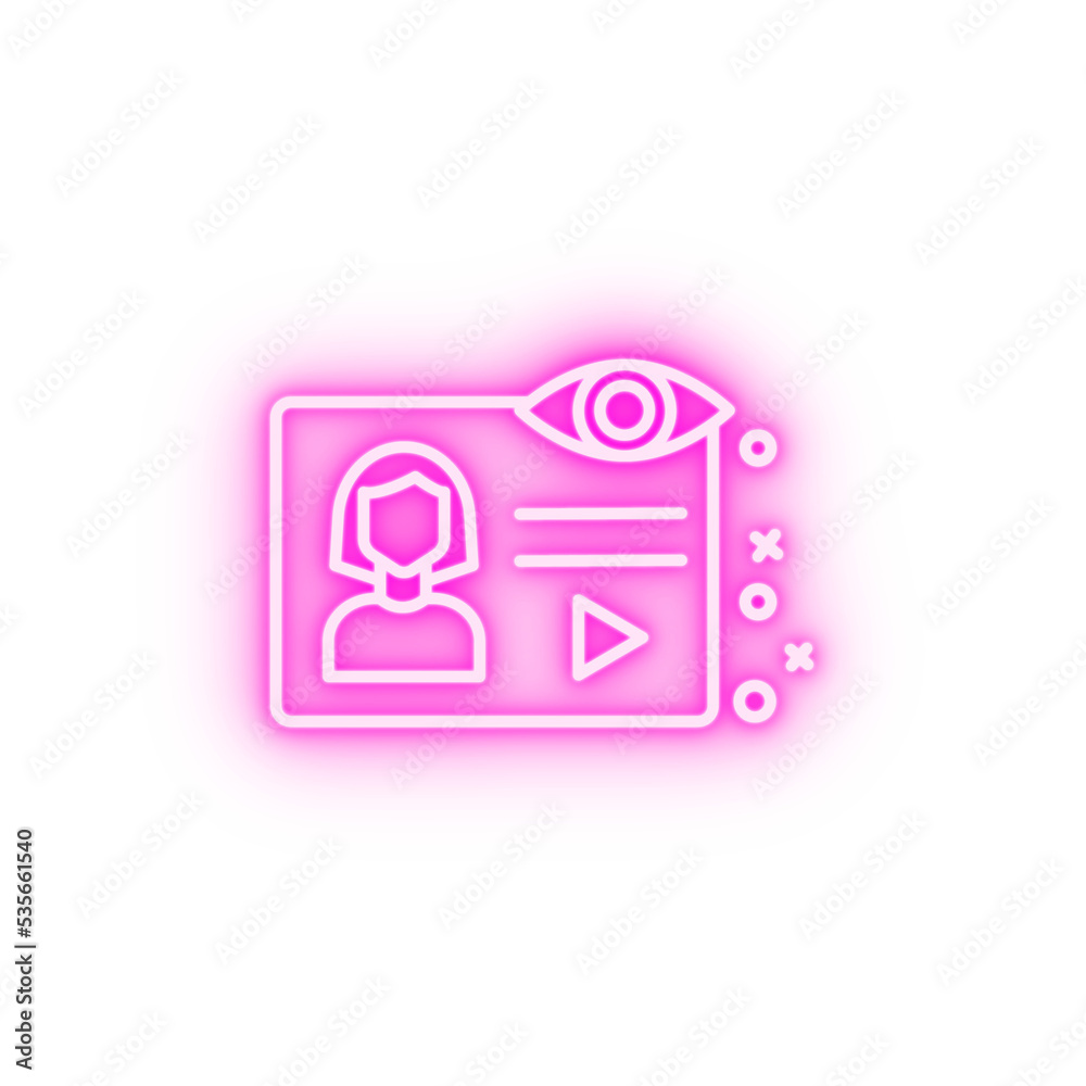 Woman eye play speak neon icon Woman eye play speak neon icon