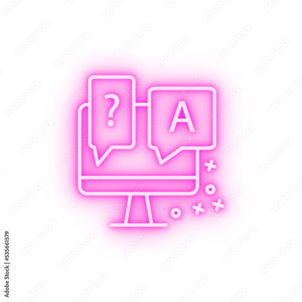 Answer monitor asking neon icon Answer monitor asking neon icon
