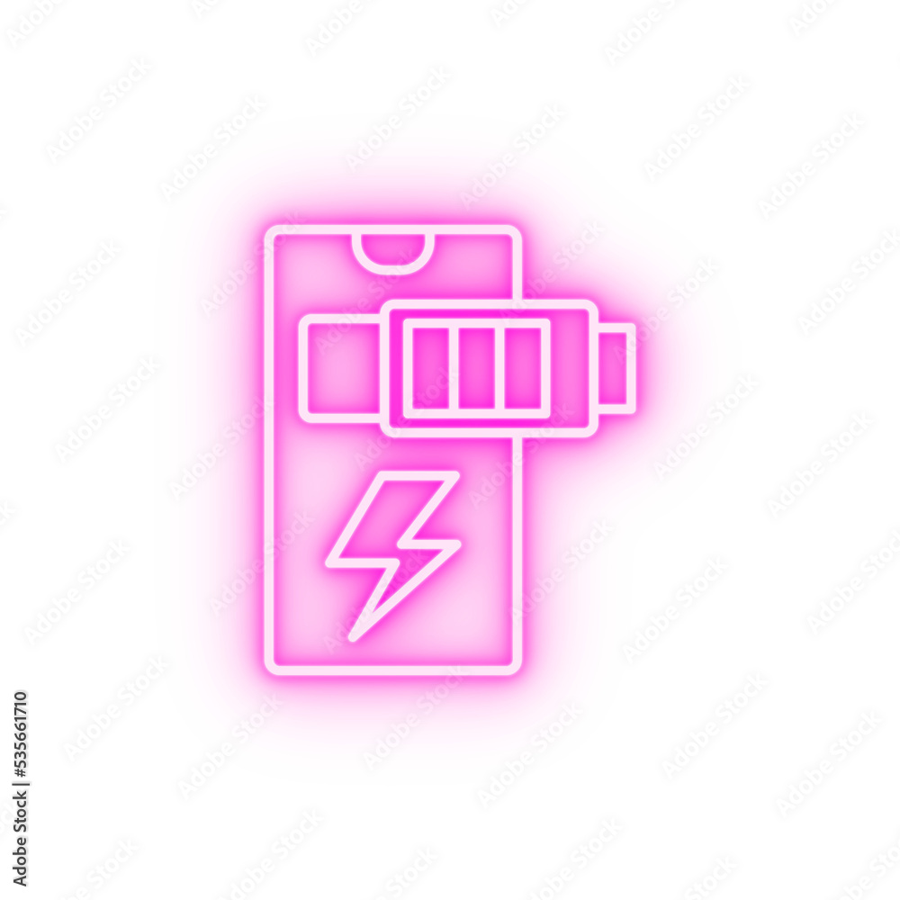 Smartphone battery neon icon Smartphone battery neon icon