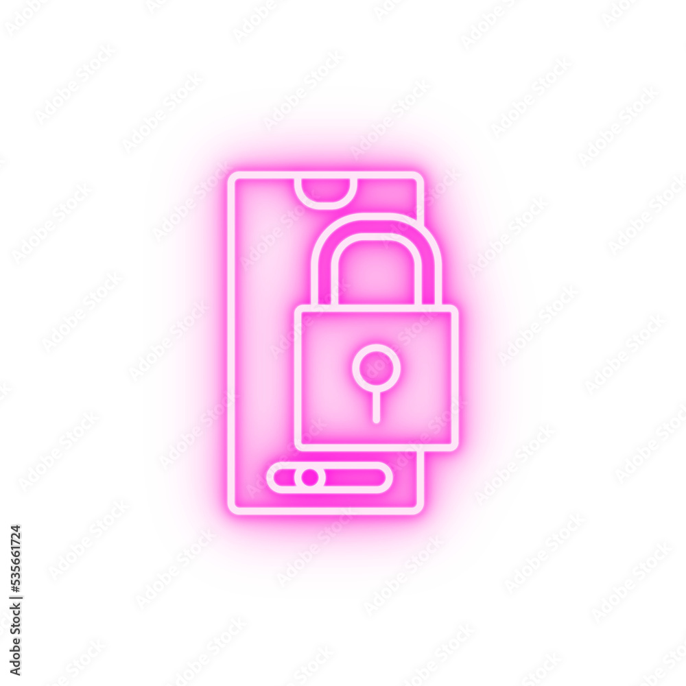 Smartphone lock security neon icon Smartphone lock security neon icon