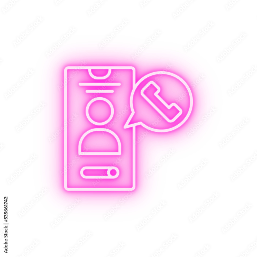 Smartphone call user neon icon Smartphone call user neon icon