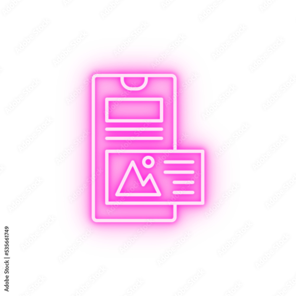 Smartphone pictures network neon icon Smartphone pictures network neon icon