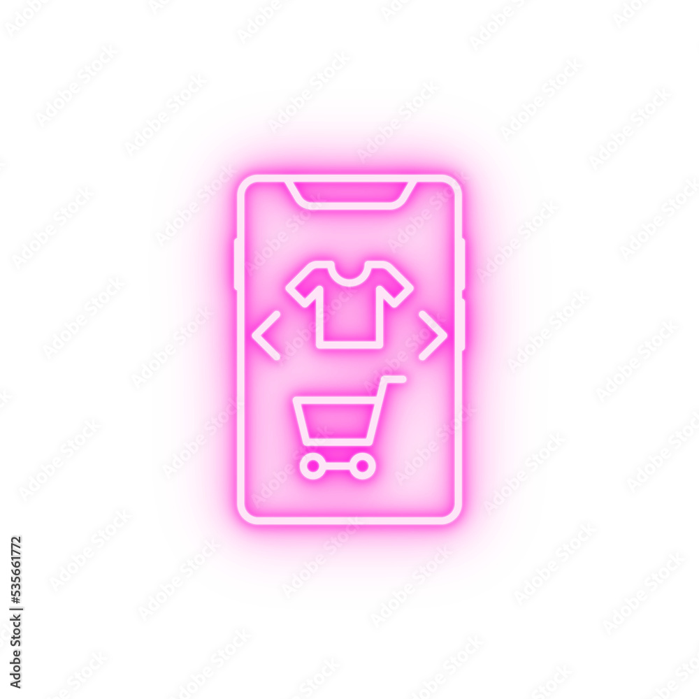 Smartphone online shopping neon icon Smartphone online shopping neon icon