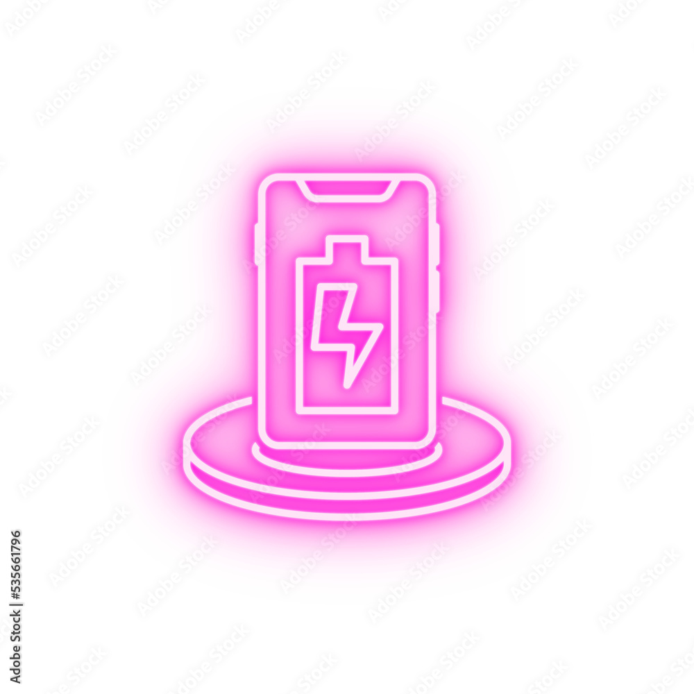 Smartphone charging neon icon Smartphone charging neon icon