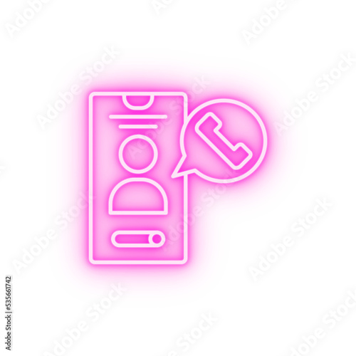 Smartphone call user neon icon