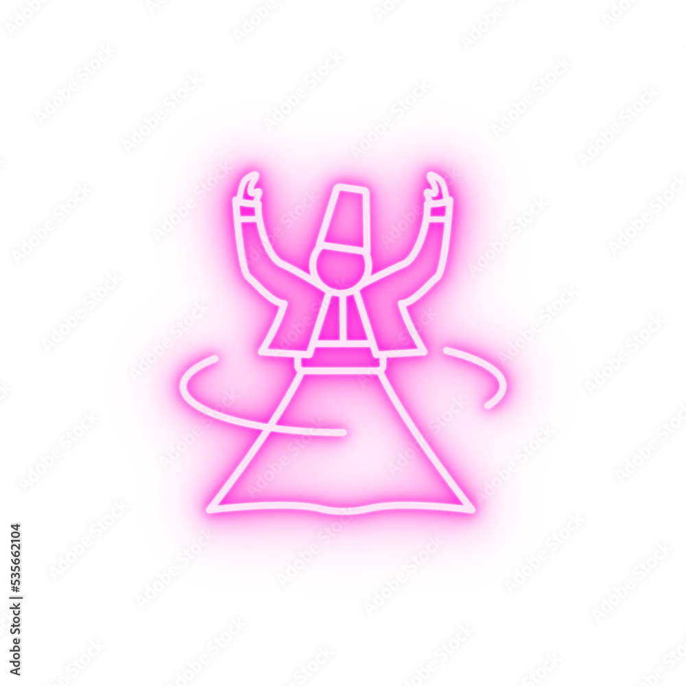Sufi Mystic dance Islam neon icon