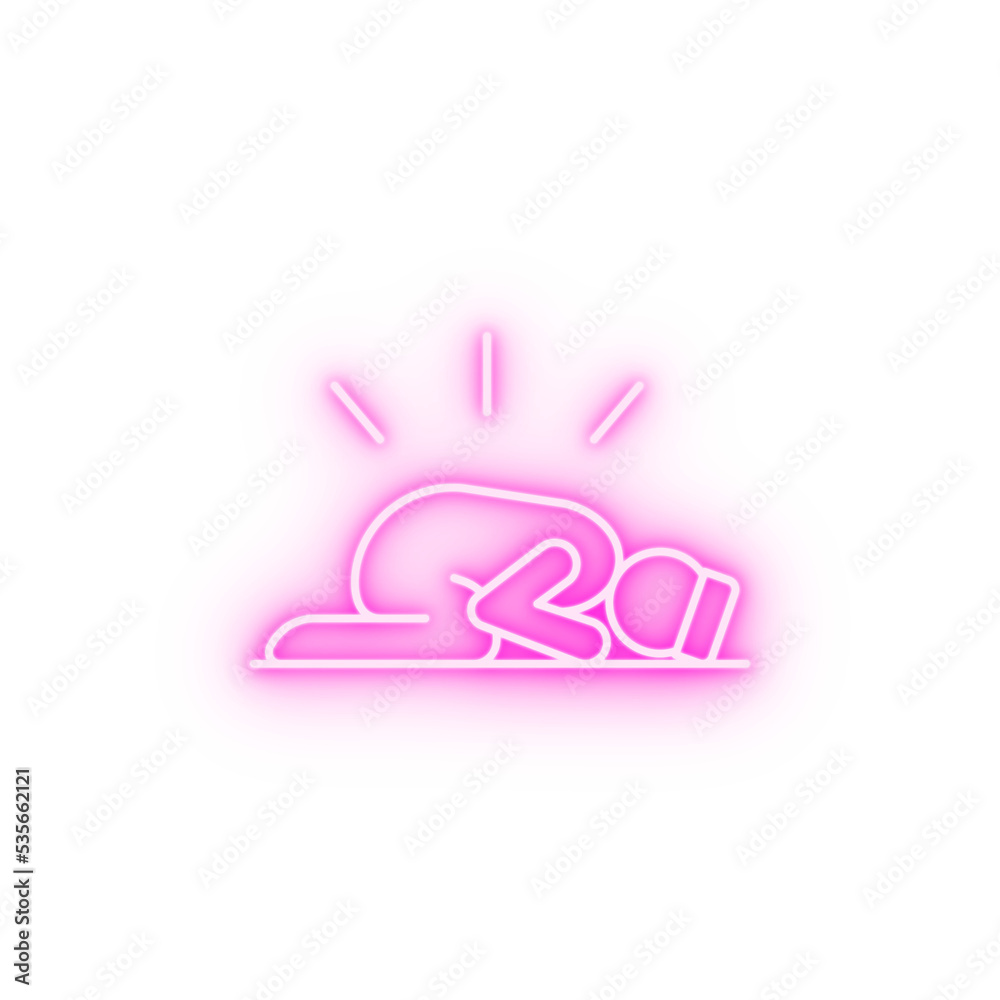 Sujud posture prayer neon icon