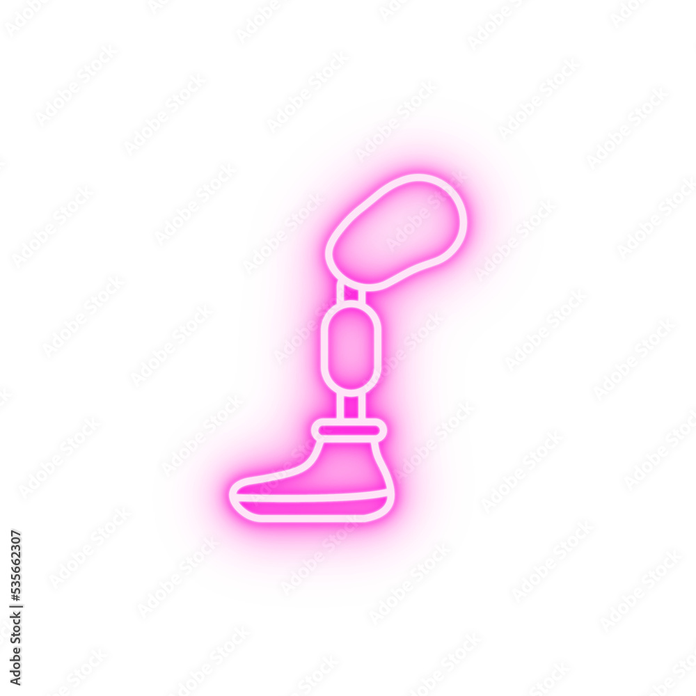 Artificial foot artificial leg neon icon Artificial foot artificial leg neon icon