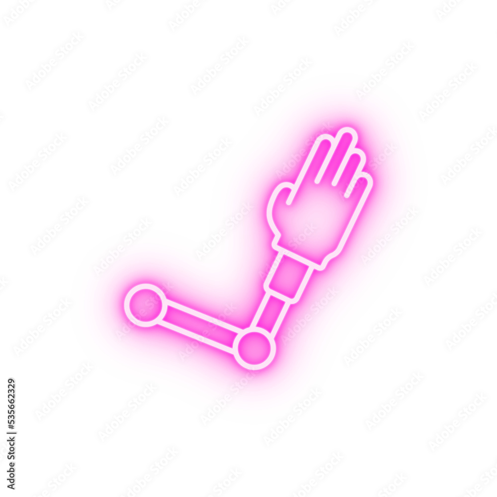 Robotic arm neon icon Robotic arm neon icon