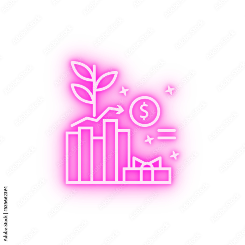 Benefit dollar plant neon icon Benefit dollar plant neon icon