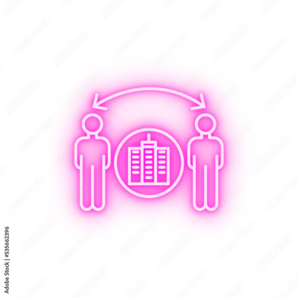 Building control men work neon icon Building control men work neon icon